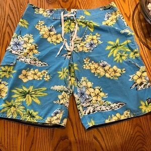 Distortion Blue and Yellow Floral Board Shorts